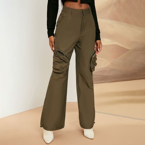 Pantalon taille haute zippé à cordon - SHEIN - Modalova