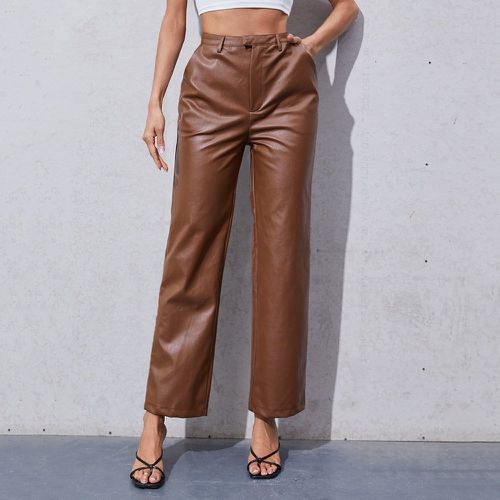 Pantalon droit taille haute en cuir PU - SHEIN - Modalova