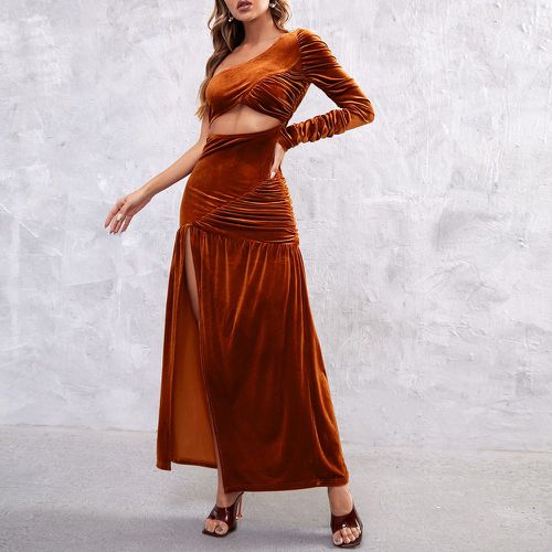 Robe asymétrique découpe fendue en velours - SHEIN - Modalova