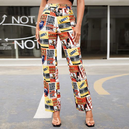 Pantalon taille haute à imprimé pop art - SHEIN - Modalova