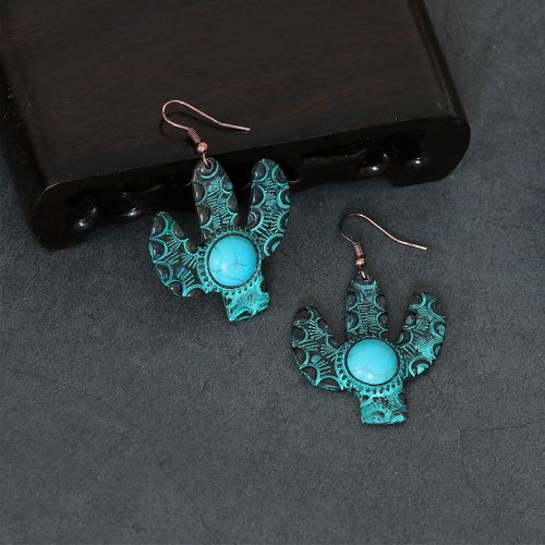 Pendants d'oreilles turquoise et détail cactus - SHEIN - Modalova