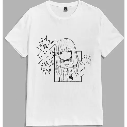 T-shirt à motif japonaise et figure - SHEIN - Modalova