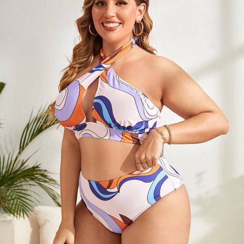Bikini à blocs de couleurs avec jupe de plage - SHEIN - Modalova