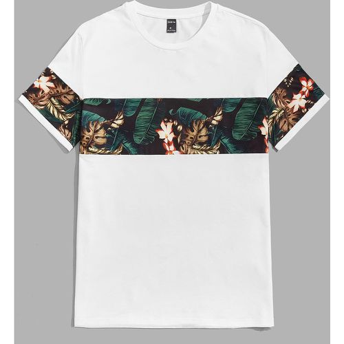 T-shirt à imprimé tropical à blocs de couleurs - SHEIN - Modalova