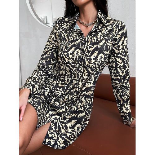 Robe chemise aléatoire à imprimé - SHEIN - Modalova
