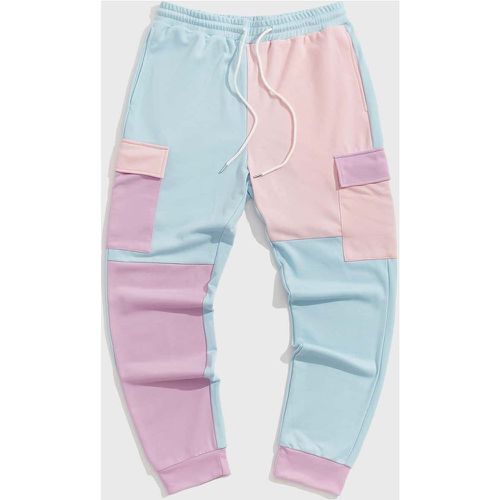 Pantalon de survêtement à blocs de couleurs à poche à rabat - SHEIN - Modalova