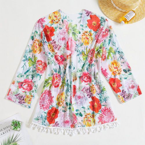 Kimono à imprimé floral à franges - SHEIN - Modalova