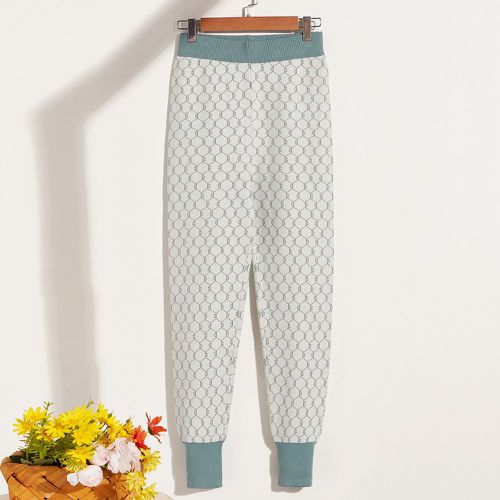 Pantalon taille haute à motif géométrique en tricot - SHEIN - Modalova