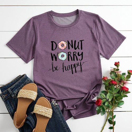 T-shirt donut et à motif slogan - SHEIN - Modalova