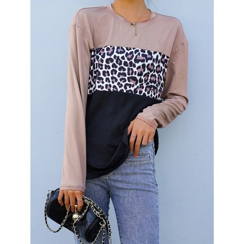 T-shirt à blocs de couleurs léopard - SHEIN - Modalova