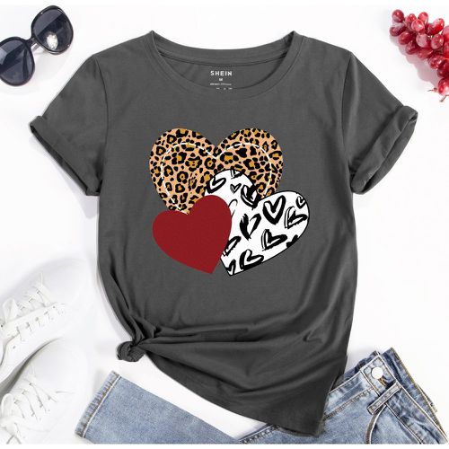T-shirt cœur et léopard - SHEIN - Modalova