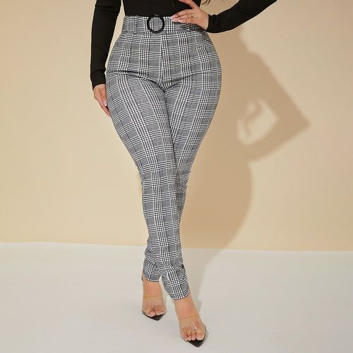 Pantalon taille haute à carreaux ceinturé - SHEIN - Modalova