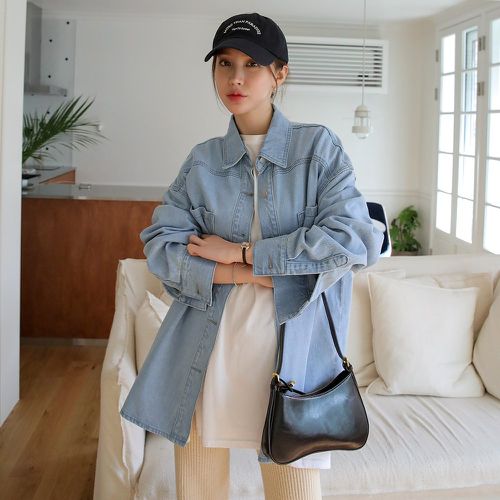 Manteau en jean avec poches - SHEIN - Modalova