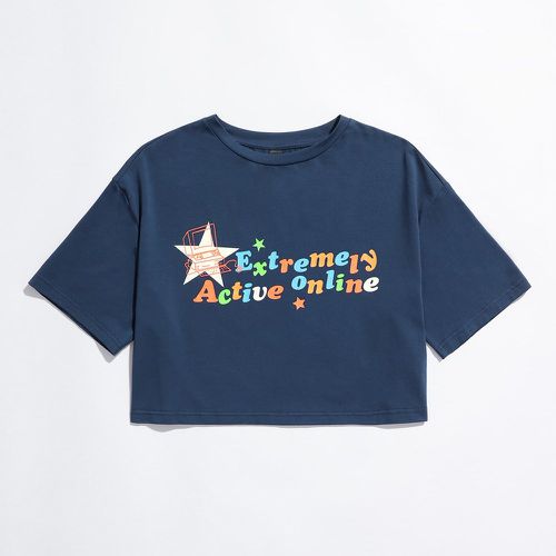 T-shirt court à motif lettre et étoile graphique - SHEIN - Modalova