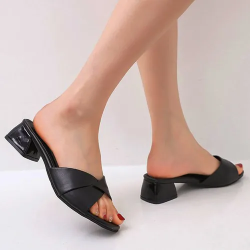 Mules sandales texturé à talons épais - SHEIN - Modalova