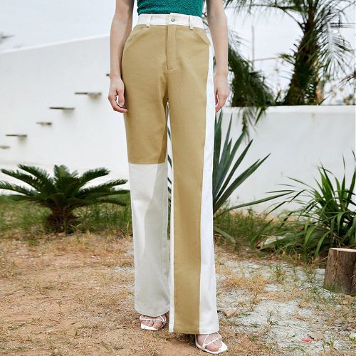 Pantalon ample zippé à blocs de couleurs - SHEIN - Modalova