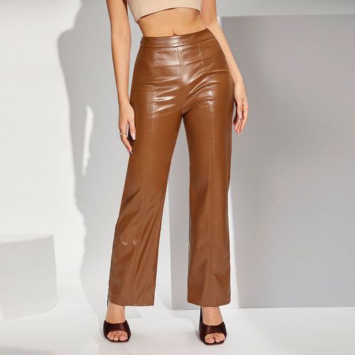 Pantalon taille haute droit en cuir PU - SHEIN - Modalova