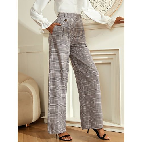 Pantalon taille haute à carreaux à poches - SHEIN - Modalova