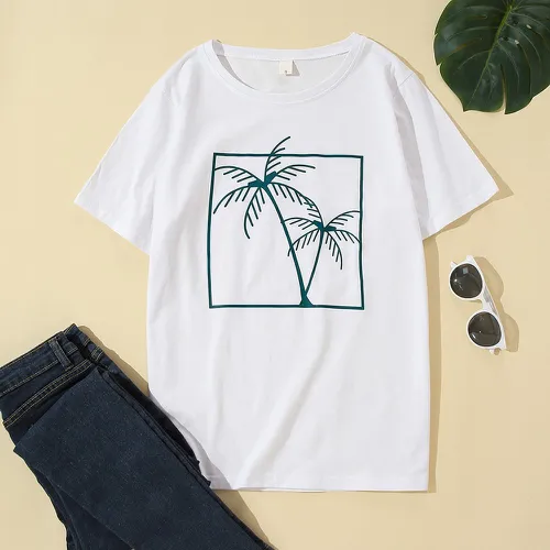 Pièce T-shirt à imprimé palmier - SHEIN - Modalova