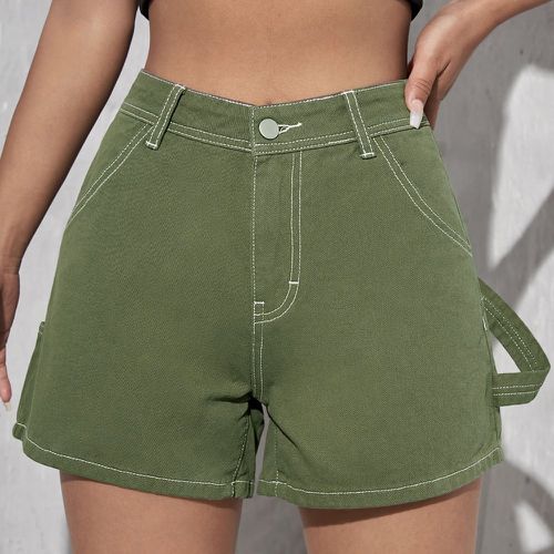 Short en jean patch à poche zippé - SHEIN - Modalova