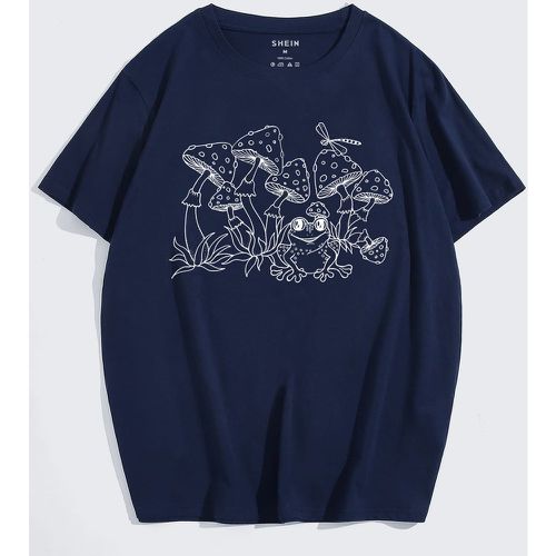 T-shirt à imprimé champignon et grenouille - SHEIN - Modalova