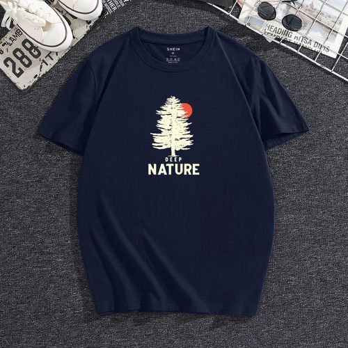 T-shirt à imprimé arbre et lettre - SHEIN - Modalova