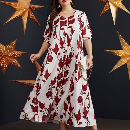 Robe tunique floral aléatoire à imprimé manches bouffantes - SHEIN - Modalova