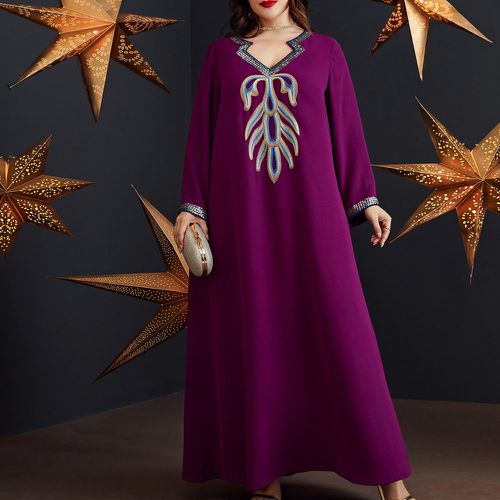 Robe tunique graphique à broderie contrastant à paillettes ruban - SHEIN - Modalova