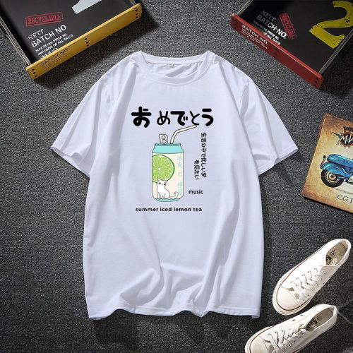 T-shirt à motif dessin animé et lettre japonaise - SHEIN - Modalova