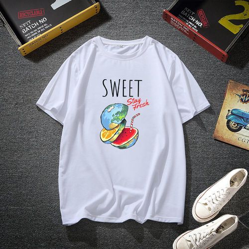 T-shirt à motif fruit et lettre - SHEIN - Modalova
