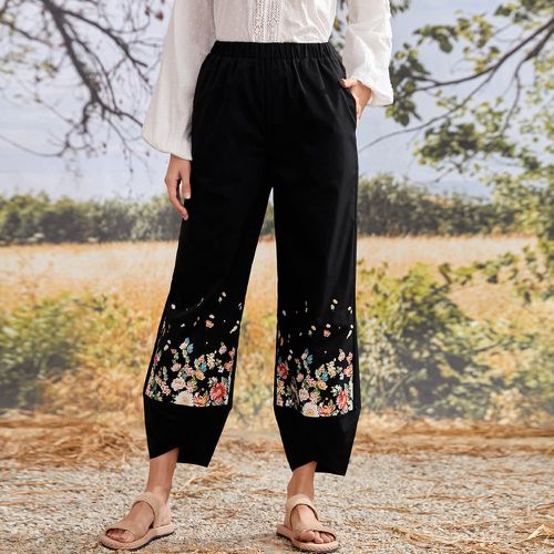 Pantalon à imprimé floral taille haute - SHEIN - Modalova