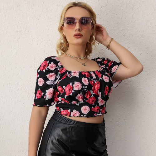 T-shirt bustier à imprimé floral court - SHEIN - Modalova