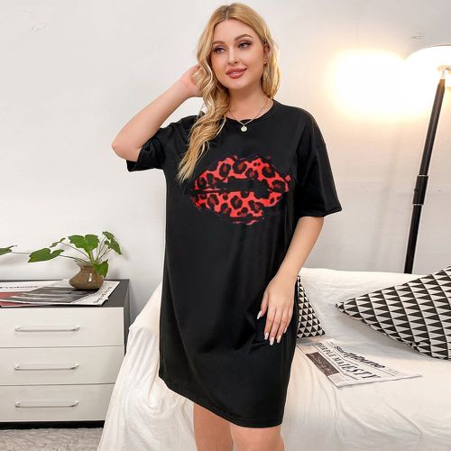 Robe t-shirt léopard & à imprimé lèvre - SHEIN - Modalova
