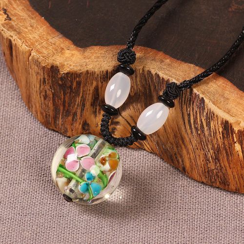 Collier à pendentif à détail de fleur transparent boule - SHEIN - Modalova