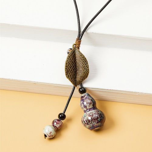 Collier feuille & céramique à perles - SHEIN - Modalova
