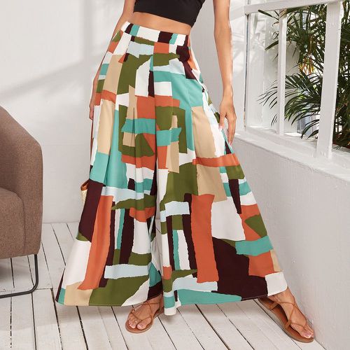 Jupe-culotte à blocs de couleurs taille haute - SHEIN - Modalova