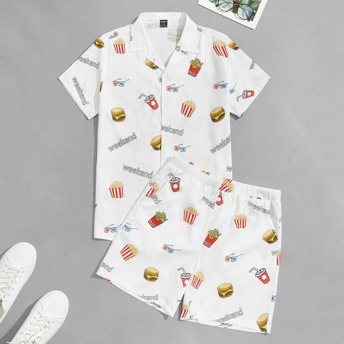 Ensemble de vêtements de détente à motif lettre et hamburger graphique - SHEIN - Modalova