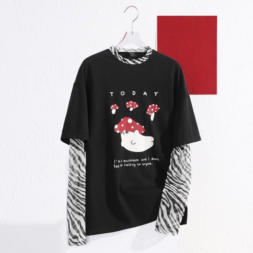 T-shirt à imprimé champignon et slogan 2 en 1 - SHEIN - Modalova