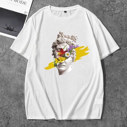 T-shirt fleuri à motif de figure - SHEIN - Modalova