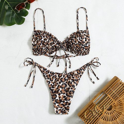 Bikini léopard à plis - SHEIN - Modalova
