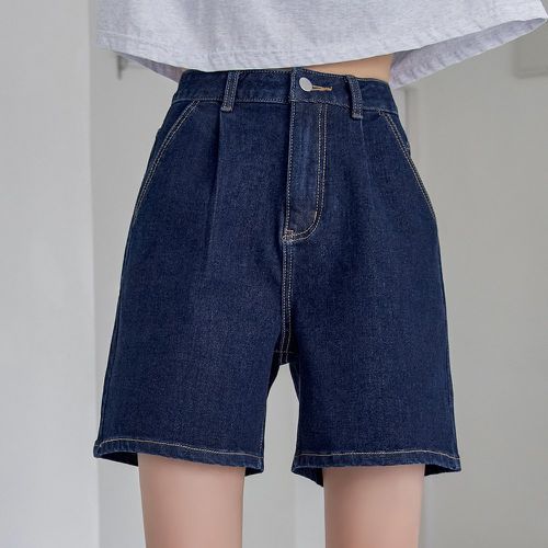 Short en jean taille haute à détail plié - SHEIN - Modalova