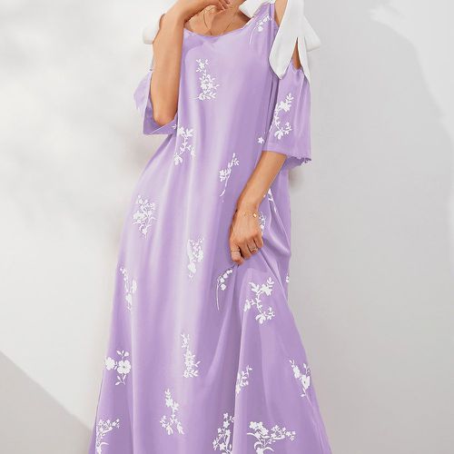 Robe de nuit à imprimé floral à nœud à épaules dénudées - SHEIN - Modalova