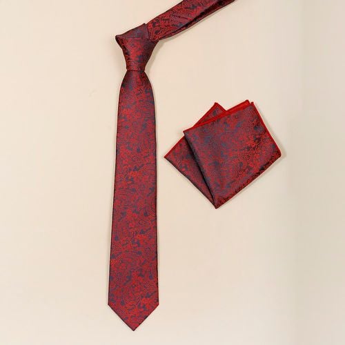 Cravate à imprimé avec pochette de costume - SHEIN - Modalova