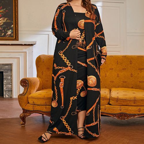 Robe bustier à imprimé chaîne & Manteau - SHEIN - Modalova