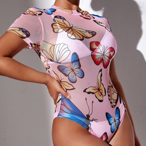 Body à imprimé papillon en tulle (sans ensemble de lingerie) - SHEIN - Modalova
