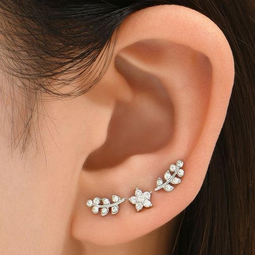 Paires Clous d'oreilles zircone cubique à fleur - SHEIN - Modalova