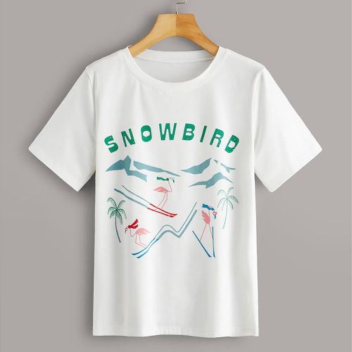 T-shirt lettre arbre & montagne - SHEIN - Modalova