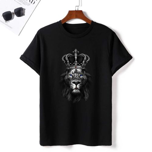 T-shirt lion & à imprimé couronne - SHEIN - Modalova