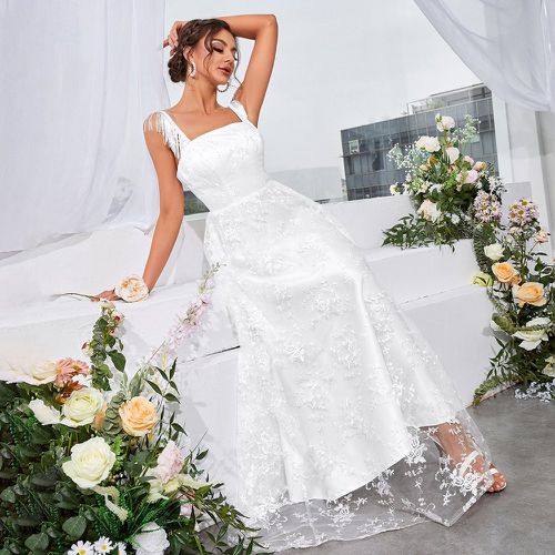 Robe de mariage à franges en tulle long à fines brides - SHEIN - Modalova