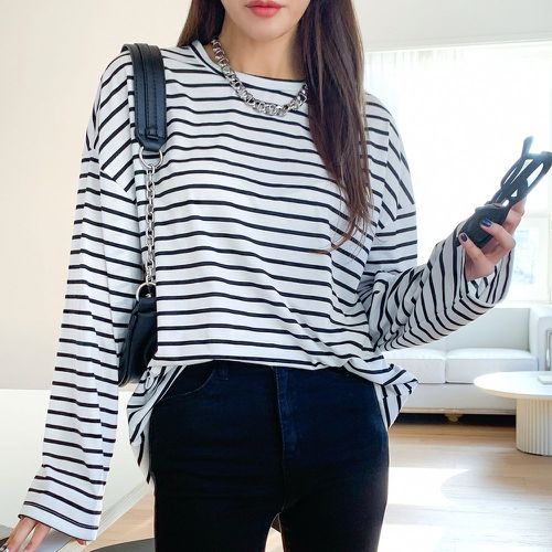 T-shirt oversize à rayures - SHEIN - Modalova